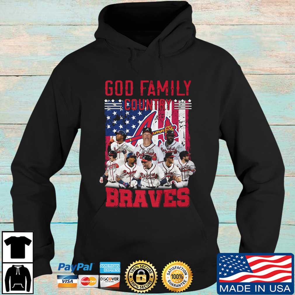 God family country Atlanta Braves signatures American flag signatures Hoodie den