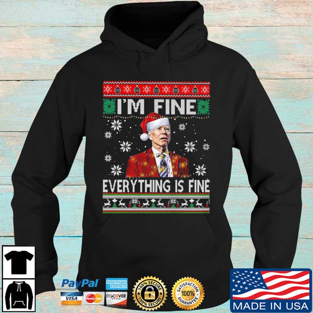 Joe Biden santa lights I’m fine everything is fine ugly Christmas sweater Hoodie den