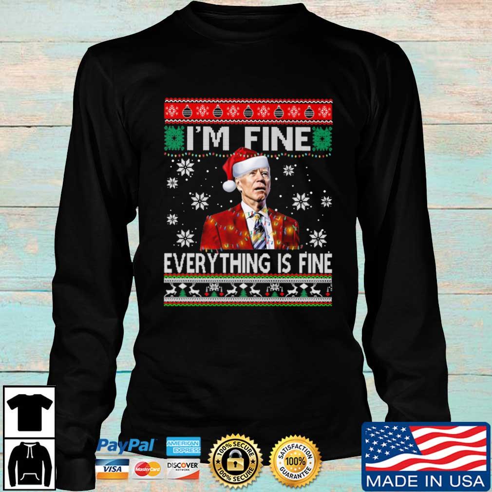 Joe Biden santa lights I’m fine everything is fine ugly Christmas sweater